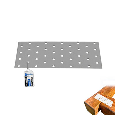 Gezu Impex Joining Plates 100 X 200 mm Galvanised Set Of 50 Flat Perforated Metal Connector Sheet Joining Plates Wood from B&Q