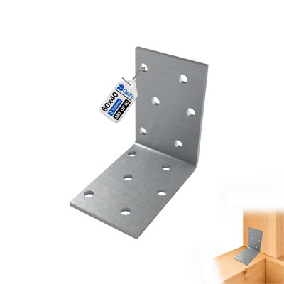 Gezu Impex Angle Bracket 60 X 60 X 40 mm Galvanised Set Of 50 Perforated Corner Braces Brackets Connector Wood from B&Q