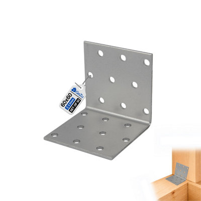 Gezu Impex Angle Bracket 60 X 60 X 60 mm Galvanised Set Of 50 Perforated Corner Braces Brackets Connector Wood from B&Q