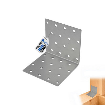 Gezu Impex Angle Bracket 80 X 80 X 80 mm Galvanised Set Of 50 Perforated Corner Braces Brackets Connector Wood from B&Q