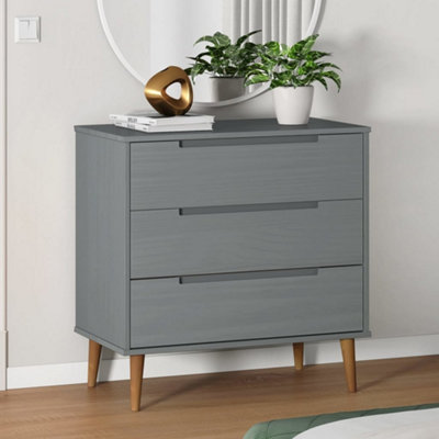 Berkfield Drawer Cabinet Molde Grey 80X40X80 Cm Solid Wood Pine from B&Q
