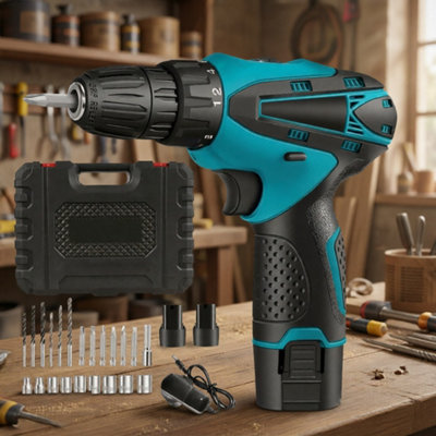  - Cordless Combi Drill Driver  12V Electric Screwdriver Set2 BatteriesCharger And Accessory Kit