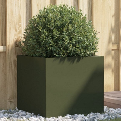 B&Q -  Planter Olive Green 49X47X46 Cm Steel