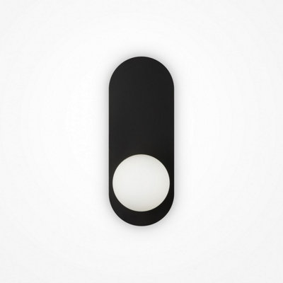 Luminosa Lighting Luminosa Bao Modern Globe Wall Lights Black 1Xg9 White Shade from B&Q