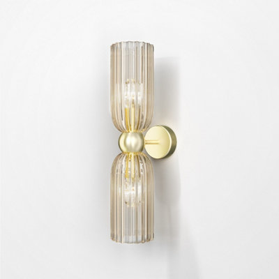 Luminosa Lighting Luminosa Maytoni Antic Modern 2 Light Up & Down Wall Lamp GoldCognac ShadeE14 from B&Q