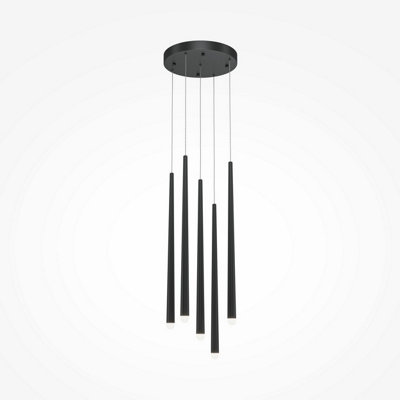 Luminosa Lighting Luminosa Cascade Modern Cluster Pendant Ceiling Light Black 4000K 1650Lm 5Xled White Shade from B&Q