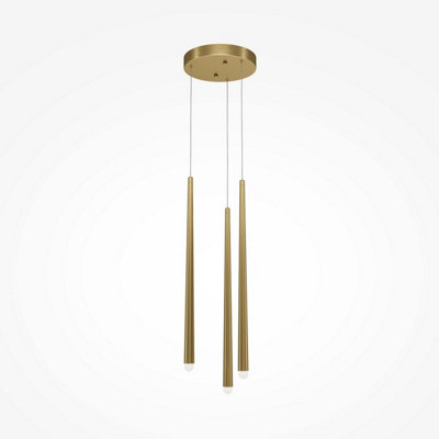 Luminosa Lighting Luminosa Maytoni Cascade Modern 3 Light Cluster Pendant Ceiling Light Brass Integrated Led 4000K from B&Q