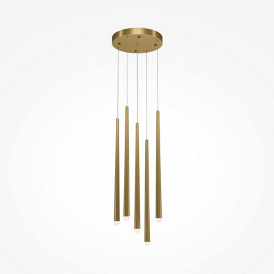 Luminosa Lighting Luminosa Maytoni Cascade Modern 5 Light Cluster Pendant Ceiling Light Brass Integrated Led 4000K from B&Q