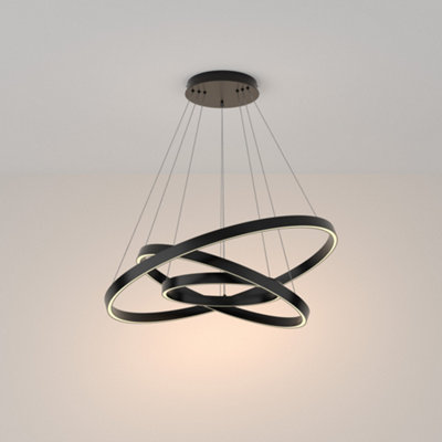 Luminosa Lighting Light/Black Luminosa Ing Luminosa Maytoni Rim Triple Ring Modern Integrated Led Pendant Ceiling, 3000K 80Cm B&Q