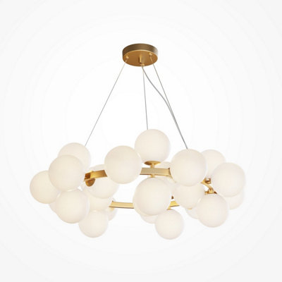Luminosa Lighting Luminosa Maytoni Dallas Modern 25 Light Globe Pendant Ceiling Light GoldMatte White ShadeG9 from B&Q