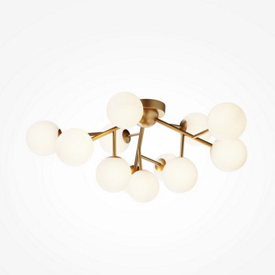 Luminosa Lighting Luminosa Maytoni Dallas Modern 12 Light Globe Ceiling Light GoldCognac ShadeG9 from B&Q