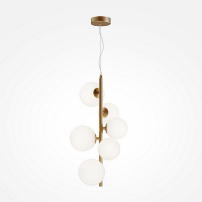 Luminosa Lighting Luminosa Maytoni Dallas Modern 6 Light Globe Pendant Ceiling Light GoldMatte White ShadeG9 from B&Q