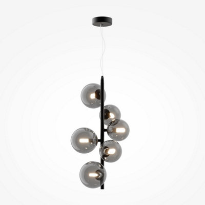 Luminosa Lighting Luminosa Maytoni Dallas Modern 6 Light Bar Pendant Ceiling Light BlackSmoky ShadeG9 from B&Q