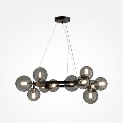Luminosa Lighting Luminosa Maytoni Dallas Modern 1 Globe Pendant Ceiling Light BlackSmoky ShadeG9 from B&Q