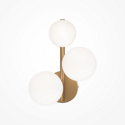 Luminosa Lighting Luminosa Maytoni Dallas Modern 3 Light Wall Lamp GoldMatte White ShadeG9 from B&Q