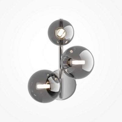 Luminosa Lighting Luminosa Maytoni Dallas Modern 3 Light Wall Lamp ChromeSmoky ShadeG9 from B&Q