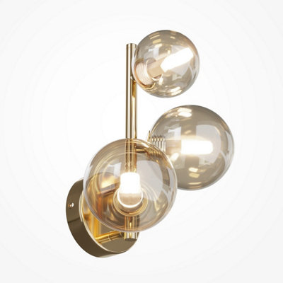 Luminosa Lighting Luminosa Maytoni Dallas Modern 3 Light Wall Lamp GoldCognac ShadeG9 from B&Q