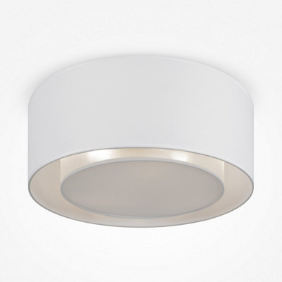Luminosa Lighting Luminosa Maytoni Bergamo Modern 3 Light Cylindrical Ceiling Light WhiteTransparent And White ShadeE27 from B&Q