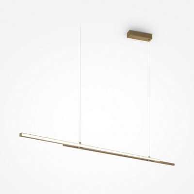 Luminosa Lighting Luminosa Halo Modern 150Cm Bar Pendant Ceiling Light Dimmable Brass 4000K 2200Lm White Shade from B&Q