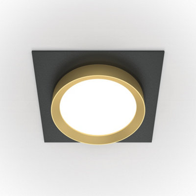 Luminosa Lighting Luminosa Maytoni Hoop Square Recessed Downlight BlackGold Gx53 from B&Q