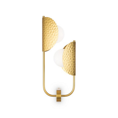 Luminosa Lighting Luminosa Tropic I Modern Wall Lamp Brass 2Xg9 White Shade from B&Q