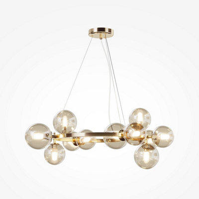 Luminosa Lighting Luminosa Maytoni Dallas Modern 1 Globe Pendant Ceiling Light GoldCognac ShadeG9 from B&Q
