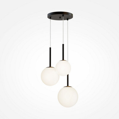 Luminosa Lighting Luminosa Maytoni Basic Form Modern 3 Light Cluster Pendant Ceiling Light Matt Black E14 from B&Q