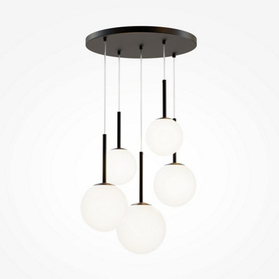 Luminosa Lighting Luminosa Maytoni Basic Form Modern 5 Light Cluster Pendant Ceiling Light Matt Black E14 from B&Q