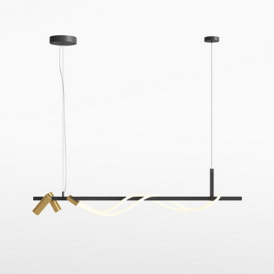 Luminosa Lighting Luminosa Maytoni Tau Modern Bar Pendant Ceiling Light BlackGold Integrated Led 3000K from B&Q
