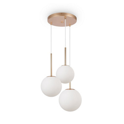 Luminosa Lighting Luminosa Basic Form Modern Cluster Pendant Ceiling Light Gold 3Xe14 White Shade from B&Q