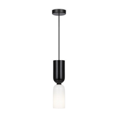 Luminosa Lighting Luminosa Memory Modern Slim Pendant Ceiling Light Black 1Xe14 WhiteBlack Shade from B&Q