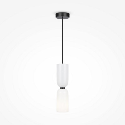 Luminosa Lighting Luminosa Memory Modern Slim Pendant Ceiling Light Black 1Xe14 White Shade from B&Q