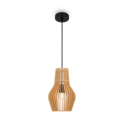 Luminosa Lighting Luminosa Roots I Modern 30Cm Wire Frame Pendant Ceiling Light Black 1Xe27 Beige Shade from B&Q