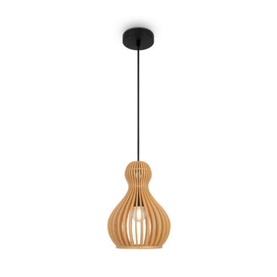 Luminosa Lighting Luminosa Roots Ii Modern 20Cm Wire Frame Pendant Ceiling Light Black 1Xe27 Beige Shade from B&Q