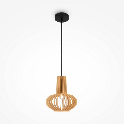 Luminosa Lighting Luminosa Roots Iii Modern 25Cm Wire Frame Pendant Ceiling Light Black 1Xe27 Beige Shade from B&Q