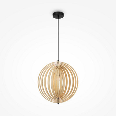 Luminosa Lighting Luminosa Roots Modern 43Cm Spherical Pendant Ceiling Light Black 1Xe27 Beige Shade from B&Q