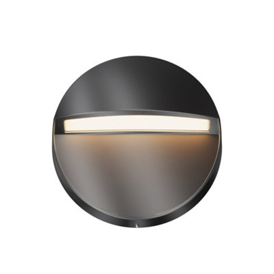 Luminosa Lighting Luminosa Mane Round Outdoor Flush Wall Lamp Black 3000K 100Lm Ip54 from B&Q