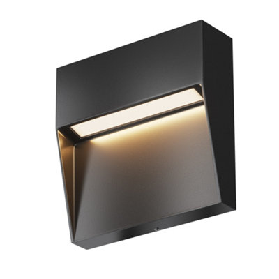 Luminosa Lighting Luminosa Mane Square Outdoor Flush Wall Lamp Black 3000K 100Lm Ip54 from B&Q