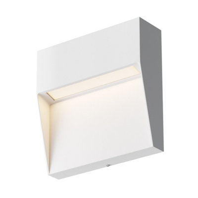 Luminosa Lighting Luminosa Mane Square Outdoor Flush Wall Lamp White 3000K 100Lm Ip54 from B&Q
