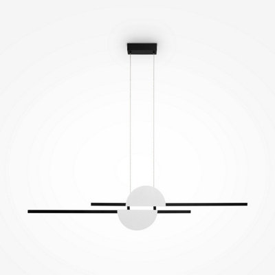Luminosa Lighting Luminosa Skyline Modern Bar Pendant Ceiling Light Black 4000K 900Lm White Shade from B&Q