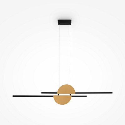 Luminosa Lighting Luminosa Skyline Modern Bar Pendant Ceiling Light Black 4000K 800Lm Brass Shade from B&Q