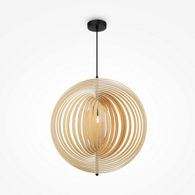 Luminosa Lighting Luminosa Roots Modern 60Cm Spherical Pendant Ceiling Light Black 1Xe27 Beige Shade from B&Q