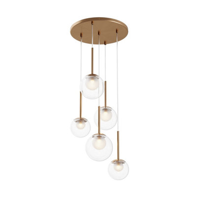 Luminosa Lighting Luminosa Basic Form Modern Cluster Pendant Ceiling Light Gold 5Xg9 Glass Shade from B&Q