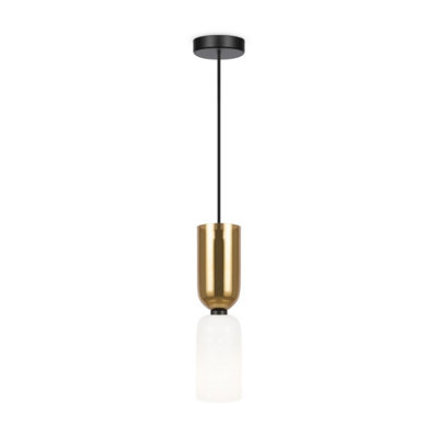 Luminosa Lighting Luminosa Memory Modern Slim Pendant Ceiling Light Black 1Xe14 WhiteGold Shade from B&Q