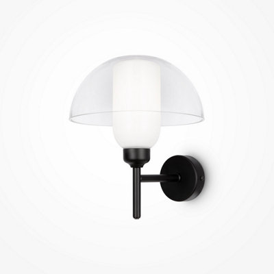 Luminosa Lighting Luminosa Memory Modern Dome Wall Lamp Black 1Xe14 Glass Shade from B&Q