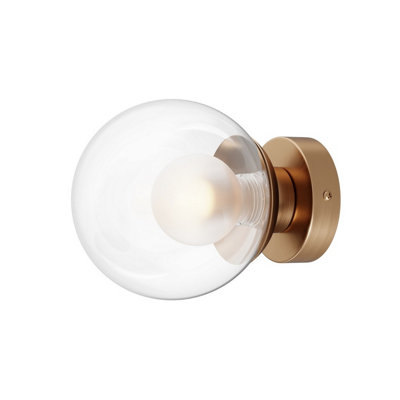 Luminosa Lighting Luminosa Basic Form Modern 15Cm Globe Wall Lights Gold 1Xg9 Glass Shade from B&Q