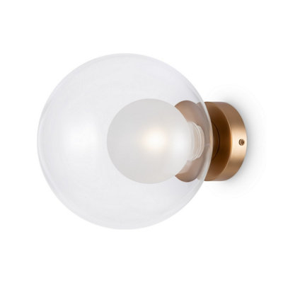 Luminosa Lighting Luminosa Basic Form Modern 20Cm Globe Wall Lights Gold 1Xg9 Glass Shade from B&Q