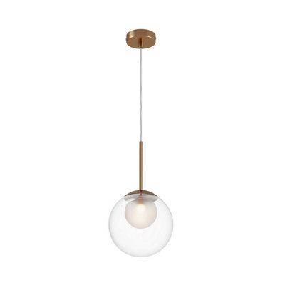 Luminosa Lighting Luminosa Basic Form Modern 20Cm Globe Pendant Ceiling Light Gold 1Xg9 Glass Shade from B&Q