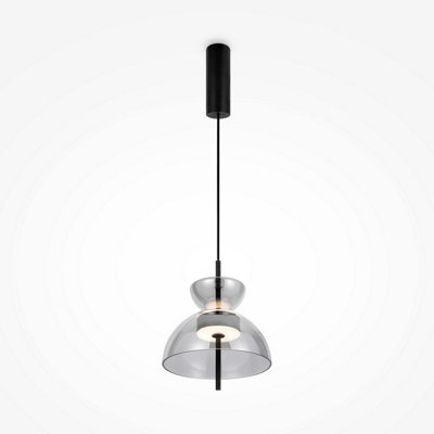 Luminosa Lighting Luminosa Bangkok Ii Modern 25Cm Dome Pendant Ceiling Light Black 3000K 1300Lm Smoky Shade from B&Q
