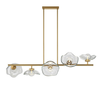 Luminosa Lighting Luminosa Miracle Modern Bar Pendant Ceiling Light Brass 5Xg9 Glass Shade from B&Q